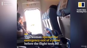 Crazy Woman Opens The Emergency Exit On A Plane For Fresh Air!