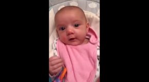Little Eight-Week-Old Baby Says “I Love You” To Mommy!