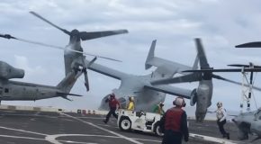 Scary And Fatal Moment For A V-22 Osprey Aircraft Crashing Into A Carrier