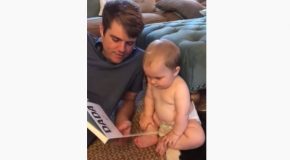 Baby Reads Book About Dad, Says “Mama” As The First Word!