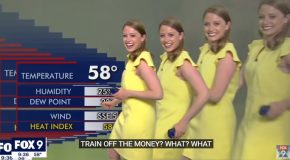 Meteorologist Loses It When The Green Screen Shows Her Multiplied!