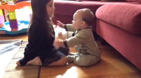 Sister And Baby Brother Share A Priceless Special!
