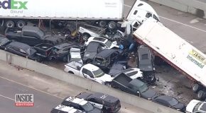 FedEx Truck Crashes Into A 100-Car Traffic Pileup