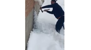 Breaking Ice Formed On A Roof Drain