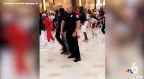 Miami Cops Join In With A Bunch Of Dancers Dancing In A Shopping Mall