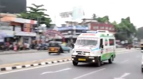 Ambulance Crashes Into Motorcycles Standing At A Red Light