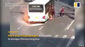 Bus On Fire Explodes Minutes After Passengers Escape