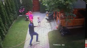 Father Saves His 2-Year-Old Daughter From A Dog Attack