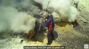 The Risk-Filled Lives Of Sulphur Collectors From Active Volcanoes