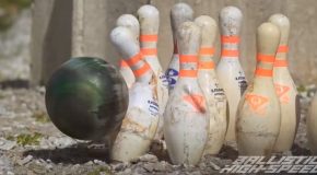 Bowling Ball Cannon Going At 240mph Recorded In Slow Motion