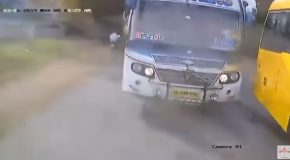 Careless Bus Driver Causes A Head-On Collision With Another Bus