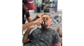Guy Getting His Facial And Nose Hair Waxed Writhes With Pain