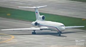 TU-154 Aircraft Takes Off After A Very Short Run