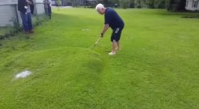 Man Pops A Huge Lawn Bubble
