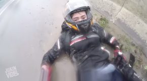 Rider Saves His Girlfriend During A Motorcycle Crash