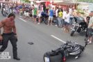 Shirtless Harley Davidson Rider Crashes And Gets Up