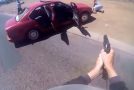 Cop On A Motorcycle Chases A Vehicle; Multiple Shots Fired