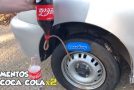 Filling Up A Car Tire With Coca-Cola And Mentos