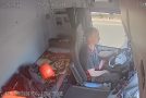 Russian Trucker Hits A Divider And Crashes