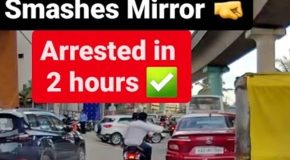 Motorcyclist breaks a car’s mirror, gets arrested