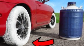 Filling up car tires with liquid nitrogen