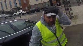 Man fixing his car gets hit by a cyclist