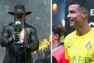 Cristiano Ronaldo is mesmerized by the Undertaker entrance during the Riyadh Season Cup