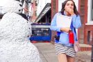 Moving snowman prank in public scares people