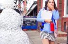 Moving snowman prank in public scares people