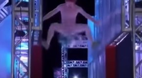 Naked ninja warrior catches everyone off guard