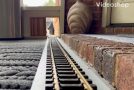 POV footage of a model garden train driving