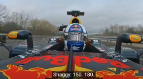 The fastest camera drone in the world races against an F1 car