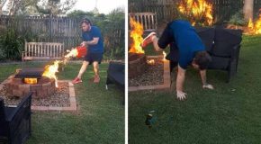 Man trying to kill a bug sets the entire garden on fire