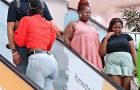 Man wears a thong and pranks people on the escalator