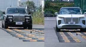 Suspension comparison test between a Chinese Rolls-Royce knockoff and other knockoff cars