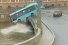 Bus ends up plunging into a river in St. Petersburg after a crash