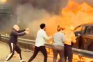Good people save a driver from a burning car