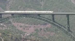 Amazing footage of a train crossing the world’s tallest rail bridge