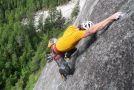 Rock climber slips and falls and gets saved by a fellow climber