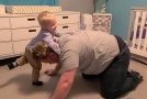 Very funny father-son wrestling match