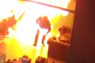 Arsonist In The Act Of Destroying A Barber Shop Sets Himself On Fire