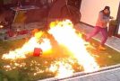 Lighting a barbecue goes horribly wrong