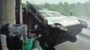 Ambulance Crashes Right Into A Toll Booth