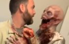 Man’s Scary Zombie Costume Scares The Entire Family