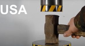 Testing The Strength Of An American Hammer Vs An Old Chinese Hammer Under A Hydraulic Press