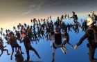 Truly Amazing 200 Way Skydiving Formation During A Sunset