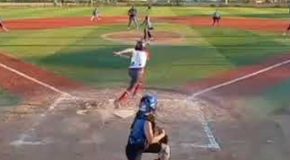 Funny Instance Of A Baseball Player Bumping Into The Keeper